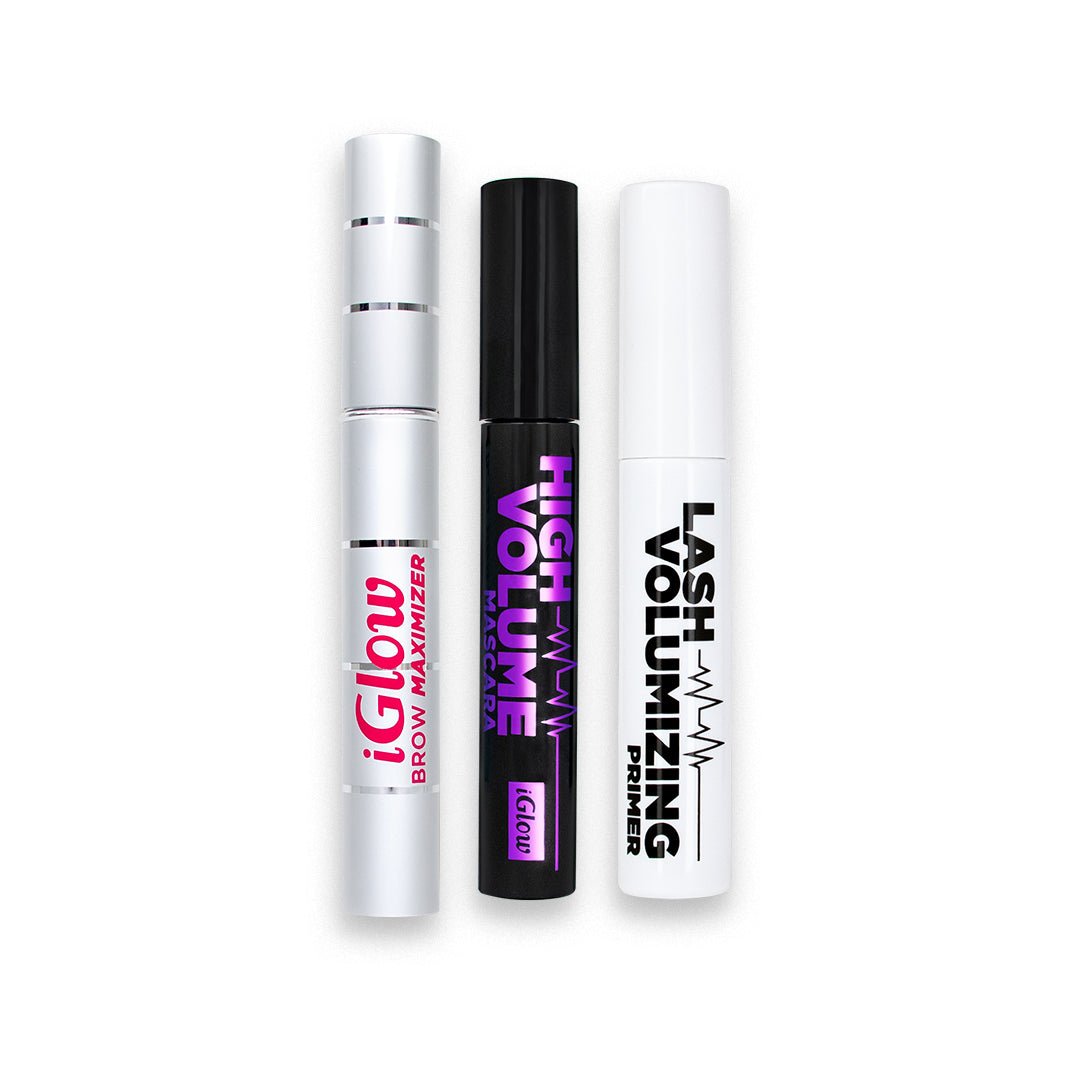 iGlow Brow serum + Lash Volumizing Primer + High Volume Mascara - iGlow Cosmetics