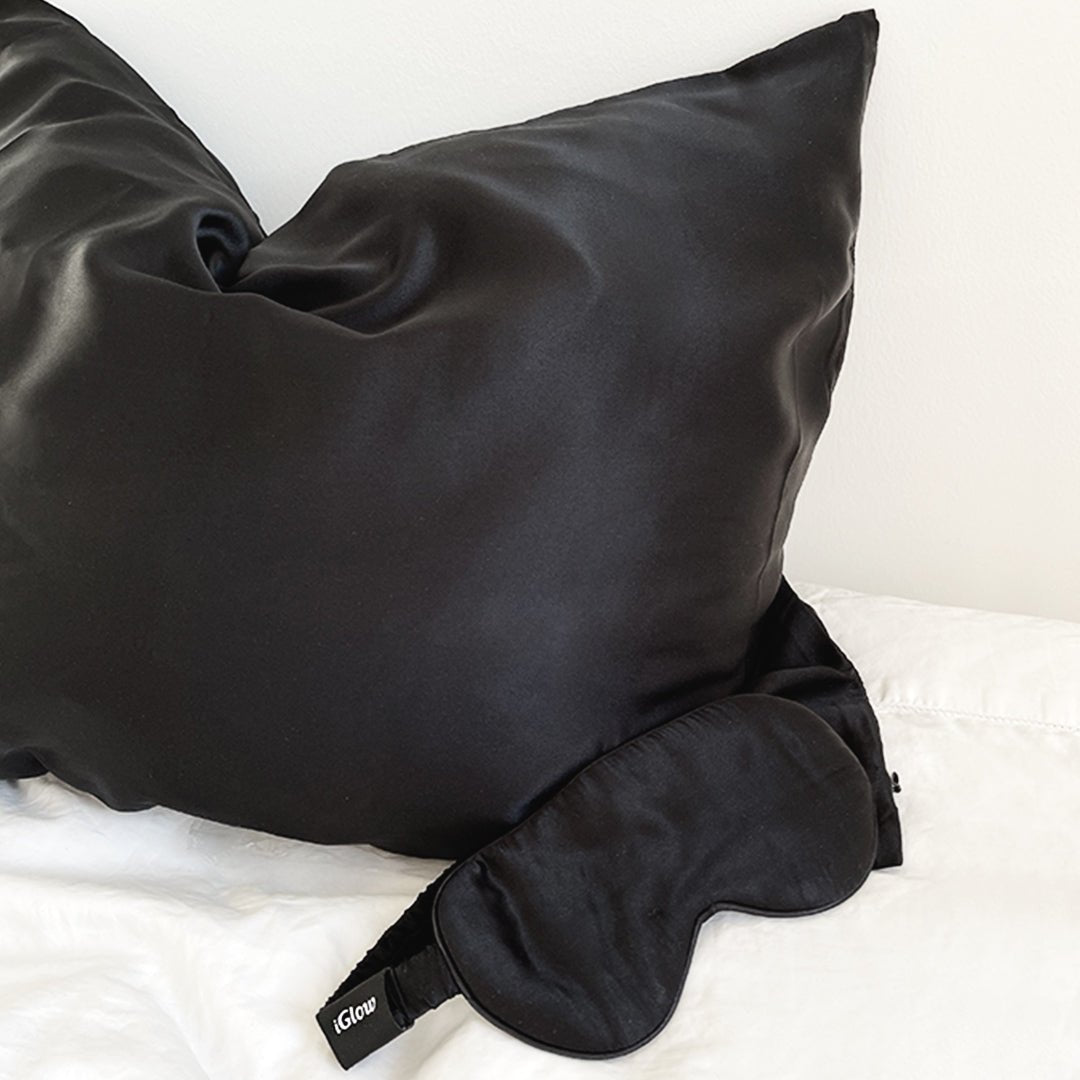 iGlow Silk Pillowcase - Black Night - iGlow Cosmetics