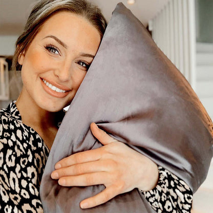 iGlow Silk Pillowcase - Grey Shadows - iGlow Cosmetics